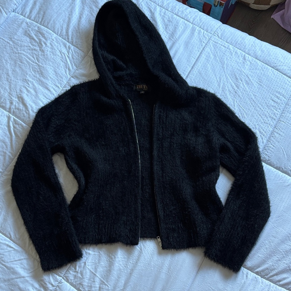 Truth Black Fuzzy Hooded Jacket